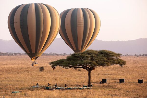 Hot air balloon safari over Serengeti National Park