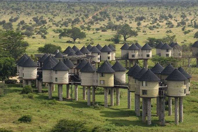 Perfect aerial view of Salt Lick Lodge during 2 days Kenya safari at Taita Hills